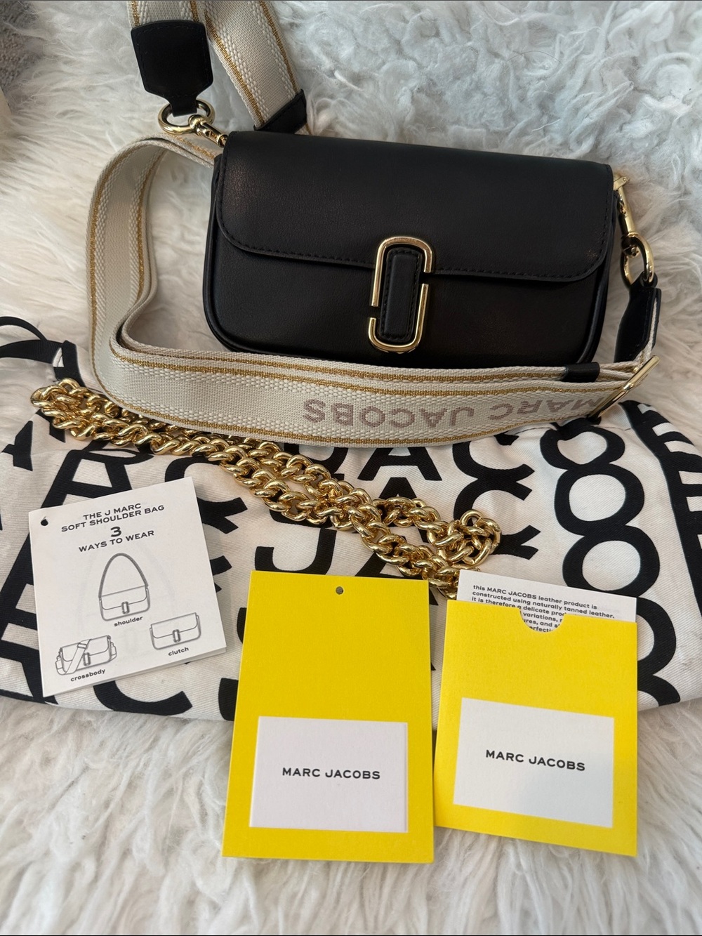 Marc Jacobs the J Marc bag with Branded Canvas Strap and Gold Chain